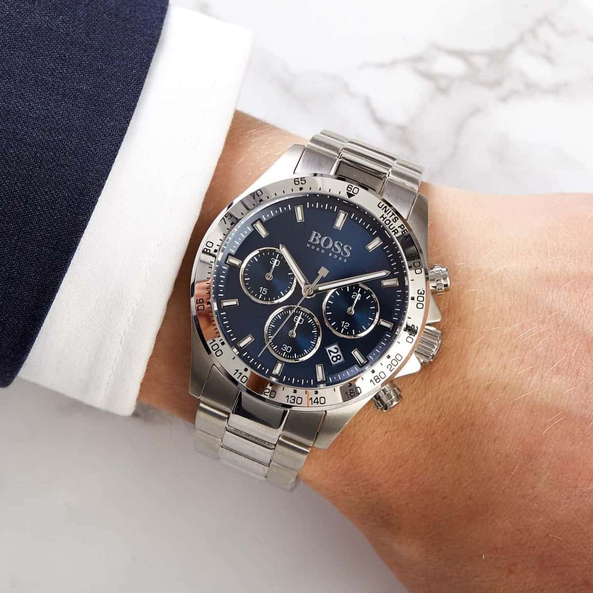Hugo Boss Ikon Chronograph Blue Dial Silver Steel Strap Watch for Men - 1512963 1512963 - Image 7