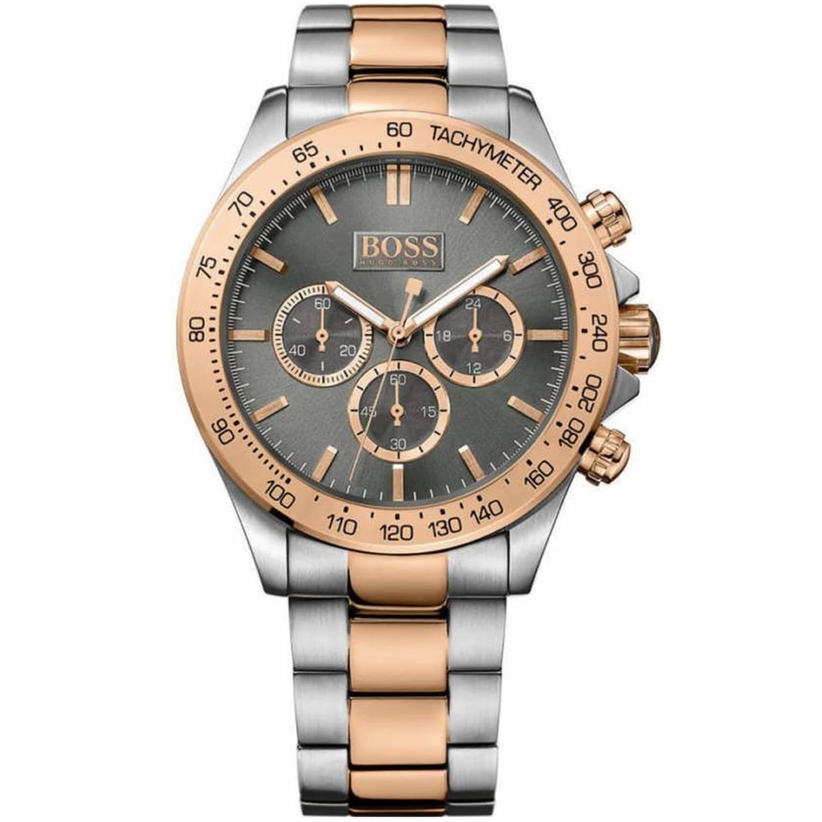 Hugo Boss Ikon Chronograph Grey Dial Two Tone Steel Strap Watch for Men - 1513339