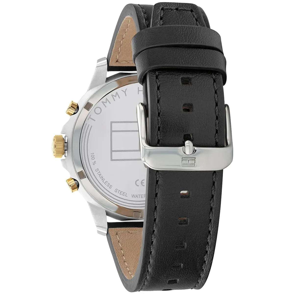 Tommy Hilfiger Henry Multifunction Two tone Case Black Genuine Leather Men's Watch - 1710474
