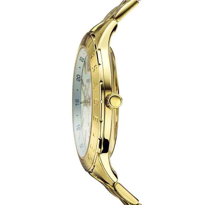 Versace Univers Quartz White Dial Gold Steel Strap Men's Watch - VEBK00518