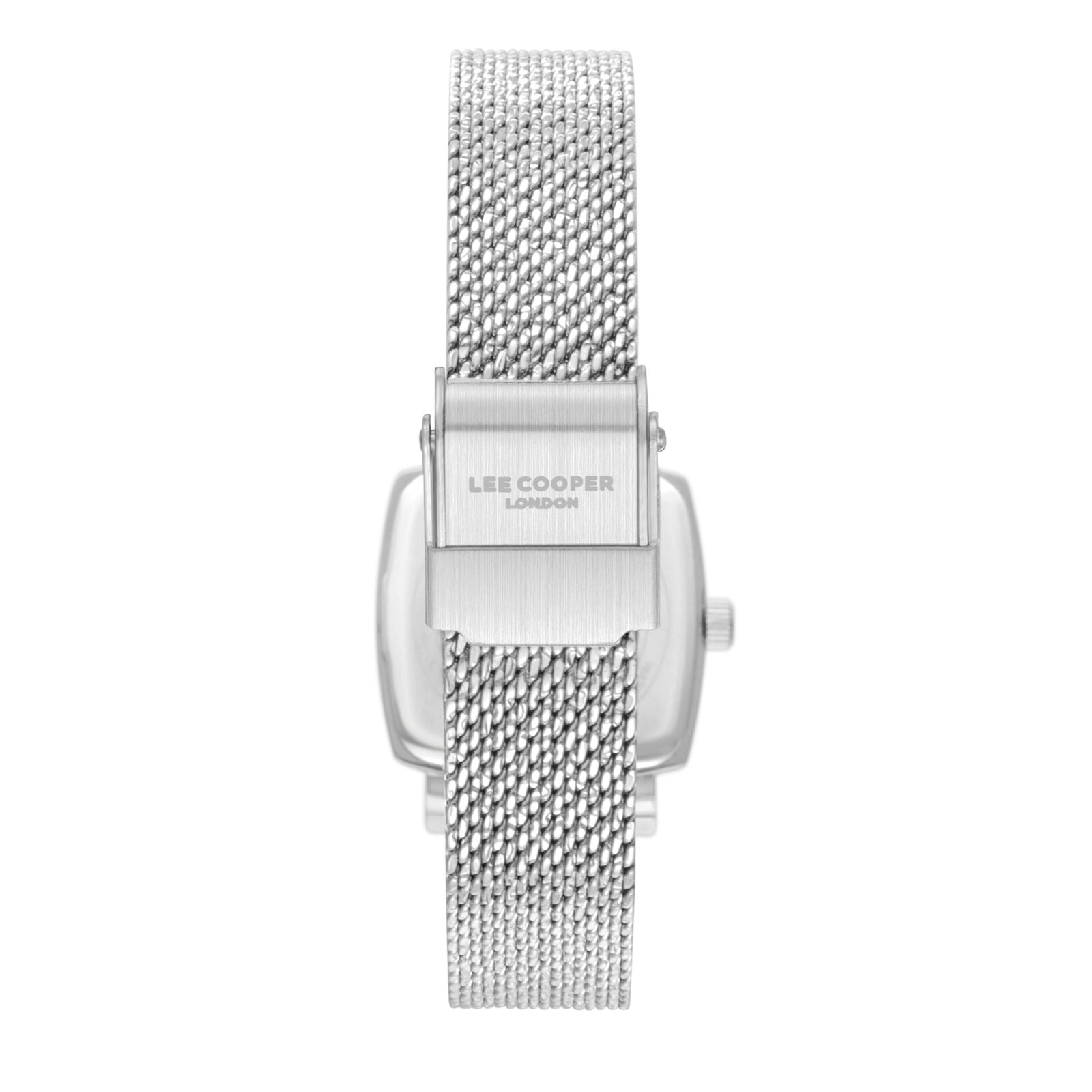 Lee Cooper Square Blue Dial Silver Mesh Watch - LC08280.390