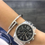 Michael Kors Chronograph Black Dial Silver Unisex Watch MK5708 - Watches of Australia #3