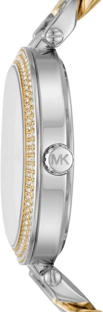 Michael Kors Catelyn Three-Hand Crystals Silver Dial Two Tone Steel Strap Watch MK4633