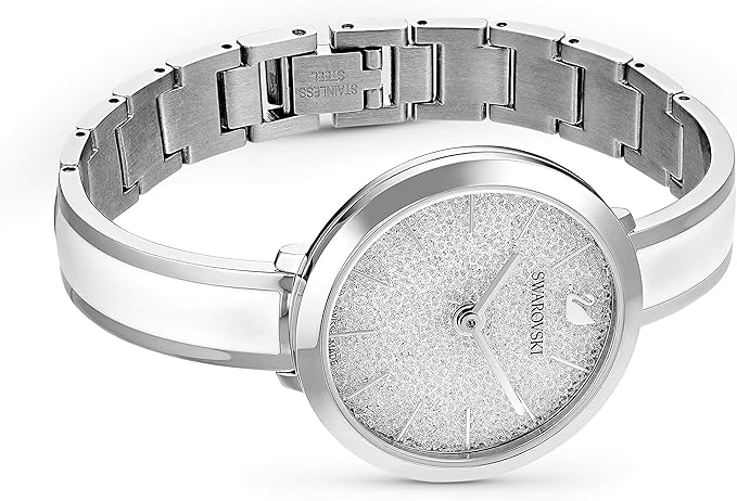 Swarovski High Tone Crystal Pave Bezel Silver Dial Silver Steel Women's Watch 5580537