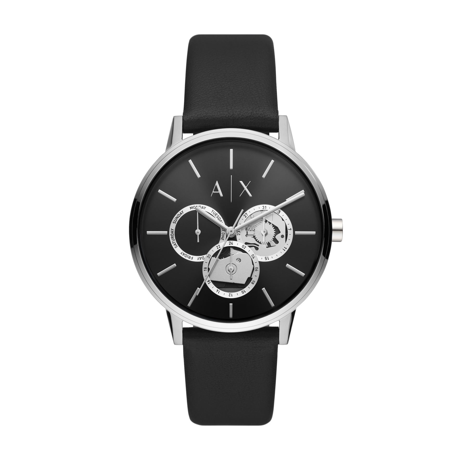 Armani Exchange Cayde Multifunction Black Leather Men's Watch - AX2745