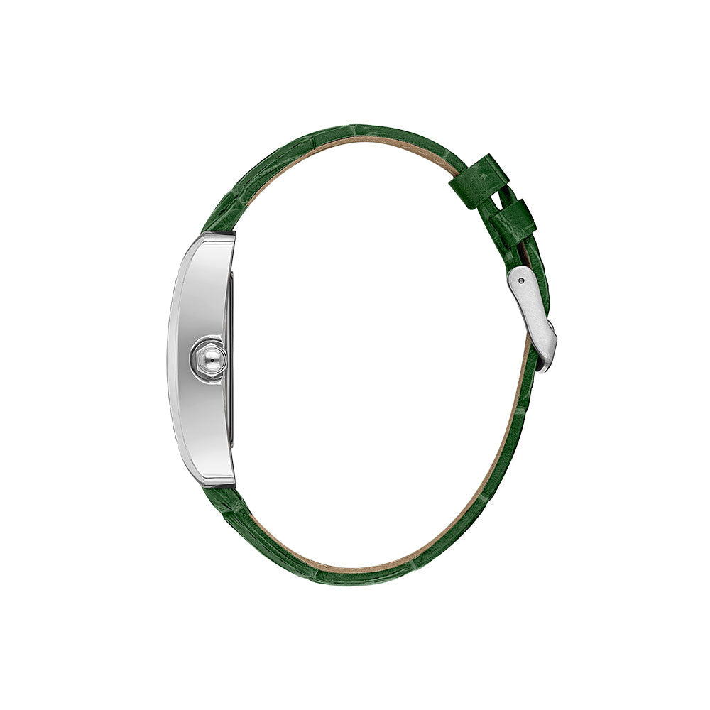 Daniel Klein Classic Green Dial and Genuine Leather Strap Silver Watch - DK.1.13909-3