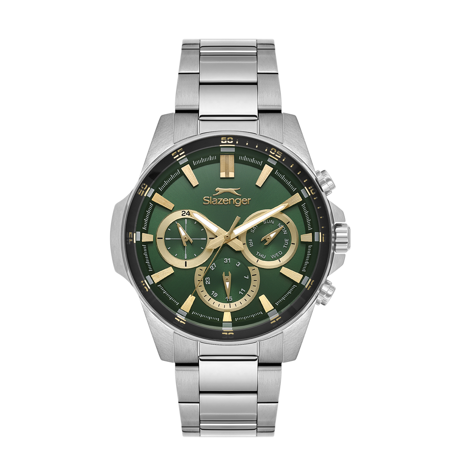 Slazenger Sporty Multifuntion Green Dial Silver Watch - SL.09.2456.2.04