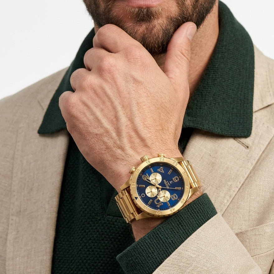 Nixon 48-20 Chrono Blue Dial Gold PVD Men's Watch A486-1922
