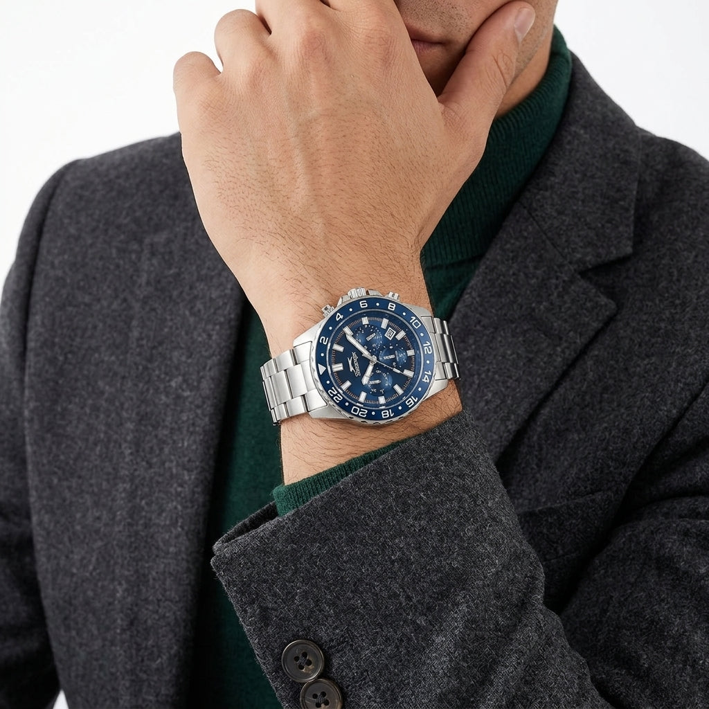 Slazenger Multifunction Blue Dial Silver Watch - SL.09.2552.2.02