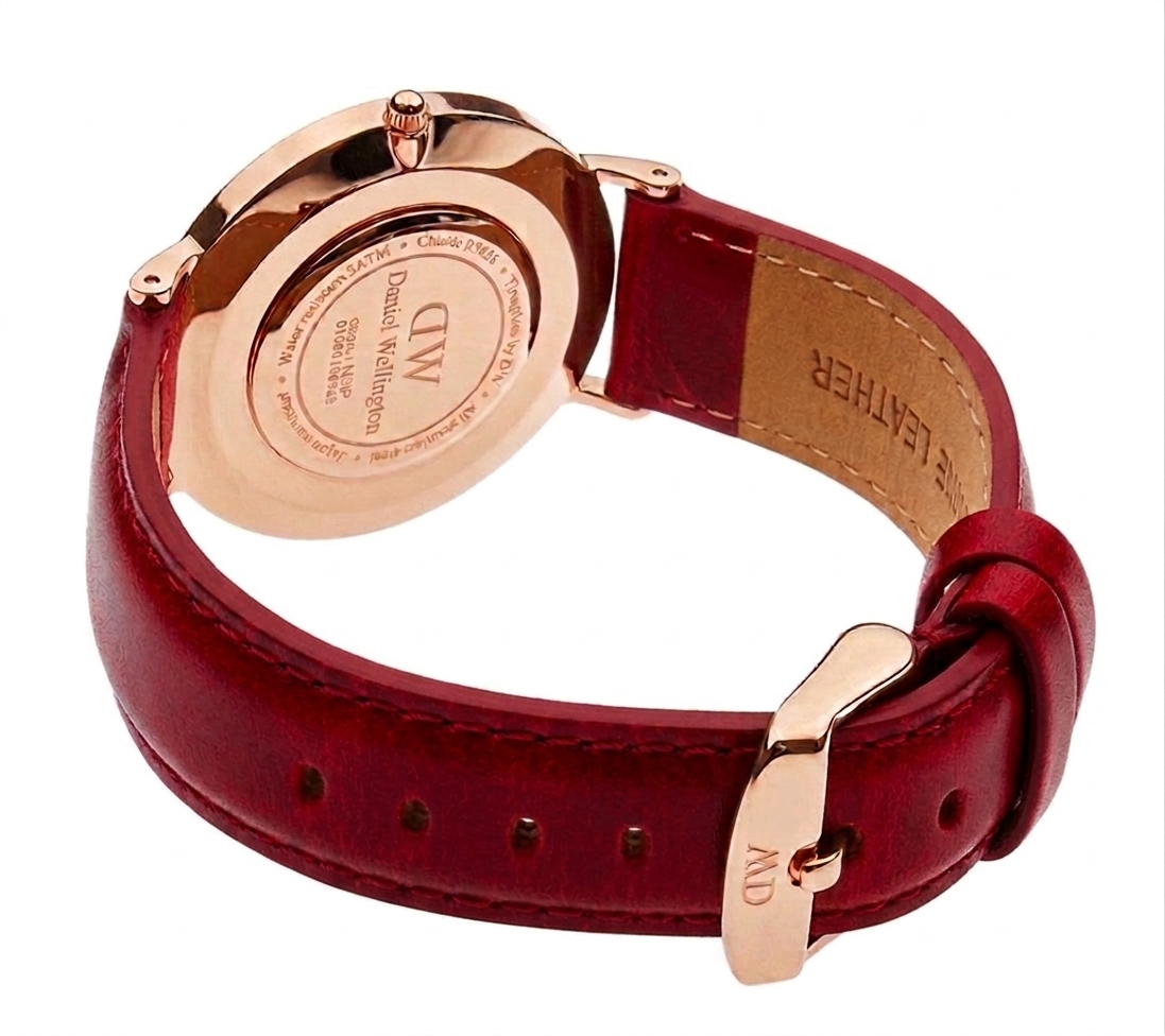 Daniel Wellington Dapper 38mm White Dial Brown Genuine Leather Gold Date Watch - DW00100086