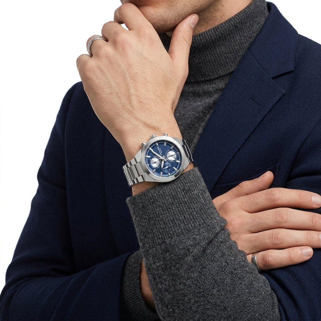 Lee Cooper Rodrigue Multifunction Blue Dial Silver Watch - LC08294.390