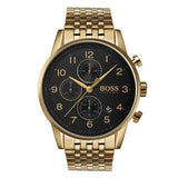 Hugo Boss Stunning Gold Navigator Black Chronograph S/Steel Men's Watch #1513531 - Watches of Australia