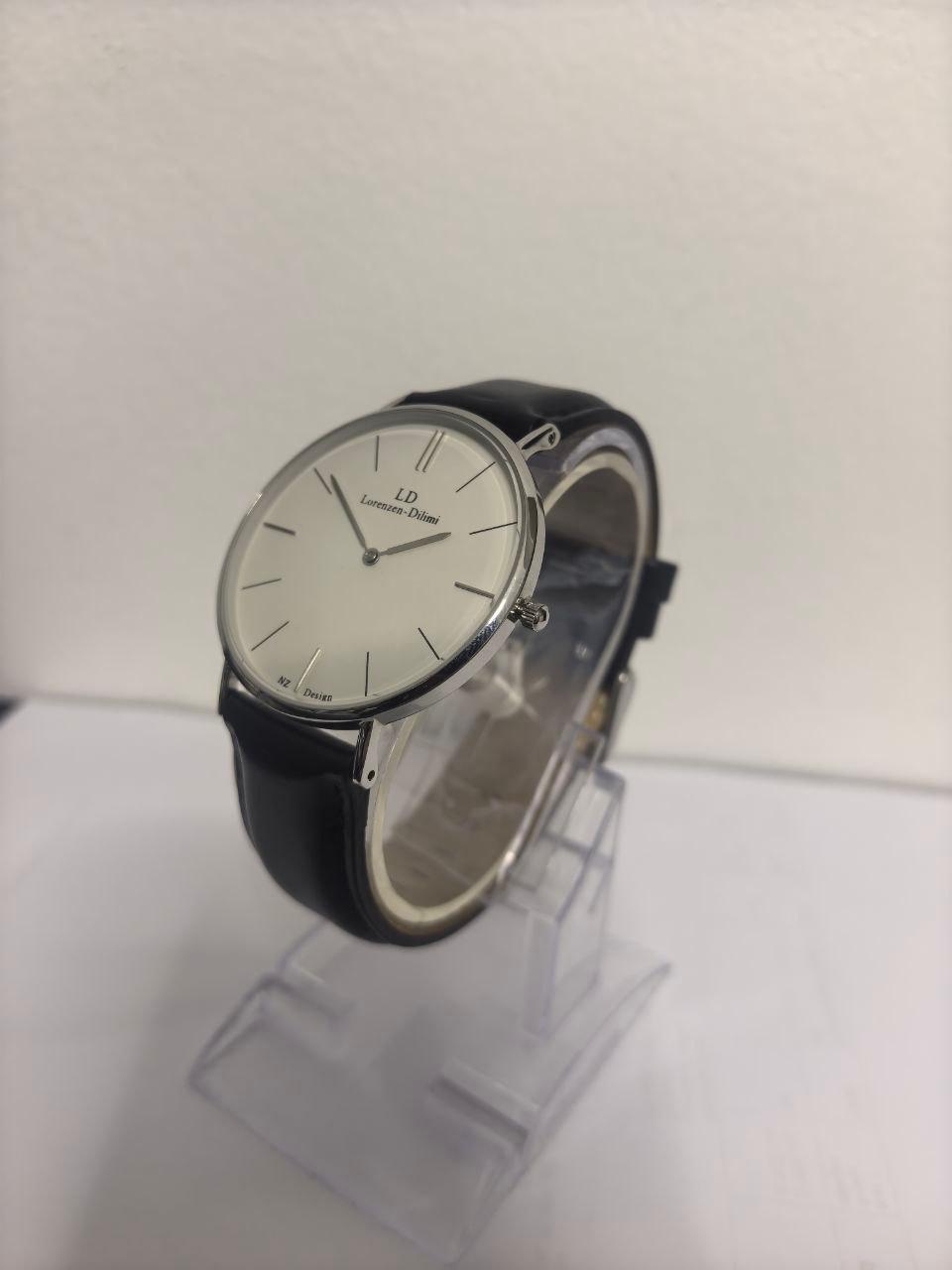 Lorenzen Dilimi Slim White Dial Genuine Black Leather Strap Men's Watch (Pre-Owned)