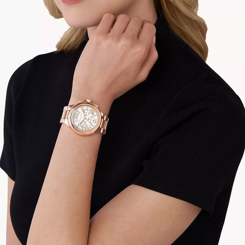 Michael Kors Camille Chronograph White Dial Rose-gold Women's Watch - MK7271