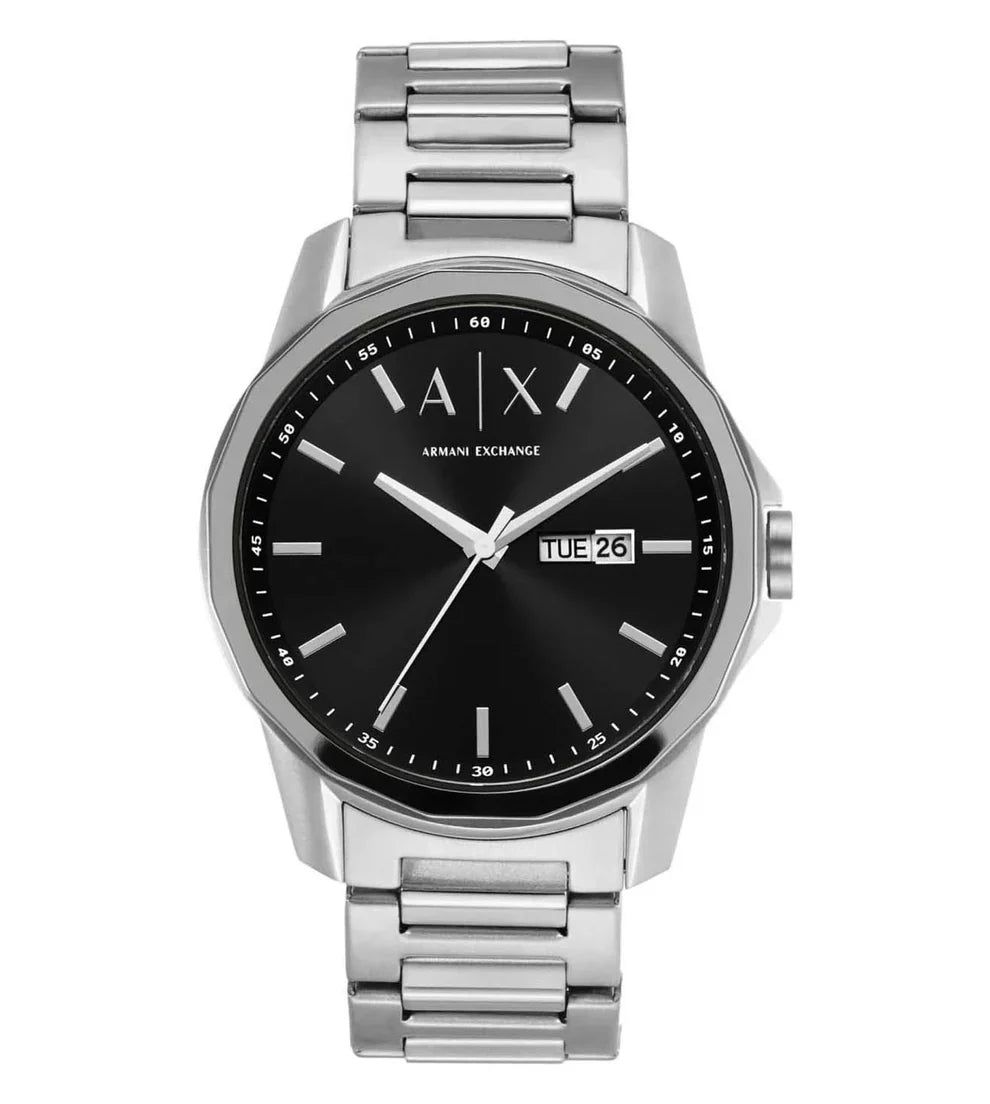 Armani Exchange Banks Day-Date Black Dial Watch - AX1733