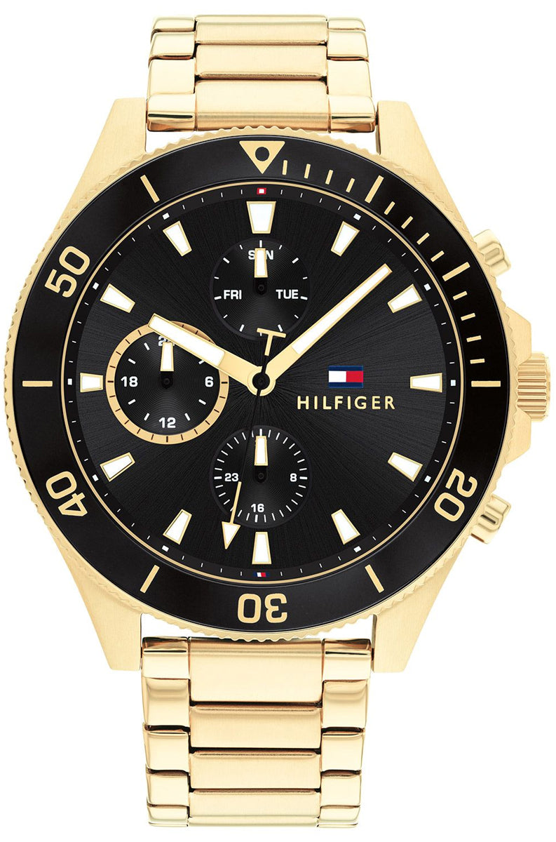 Tommy Hilfiger Larson Chronograph Black Dial Gold Men's Watch - 1791919