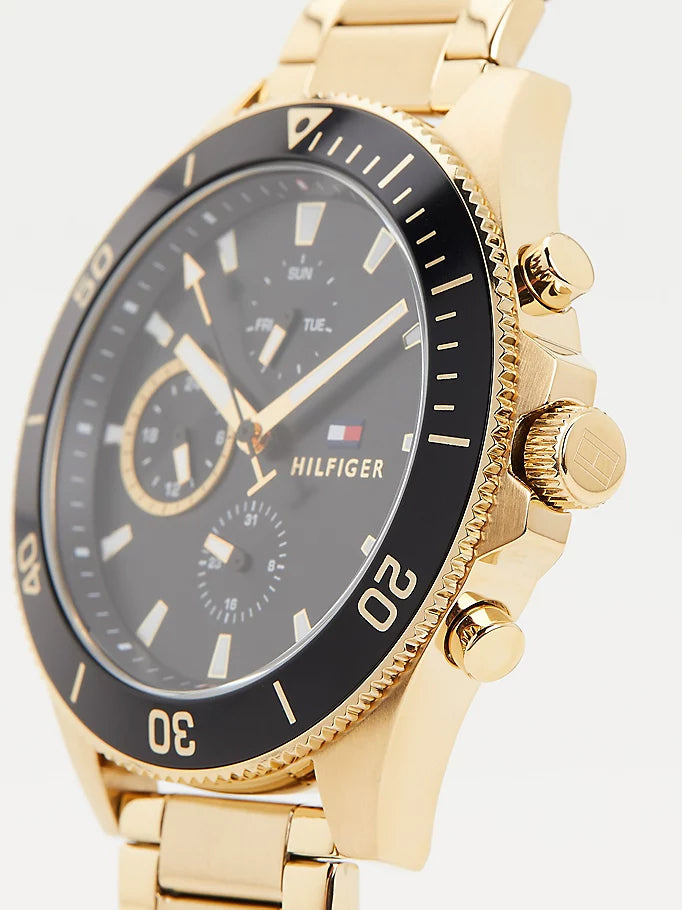Tommy Hilfiger Larson Chronograph Black Dial Gold Men's Watch - 1791919