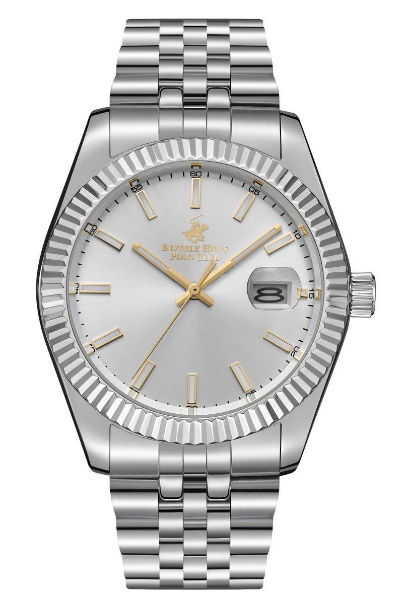 Beverly Hills Polo Club Classy All Silver Date Watch BP3018X.331