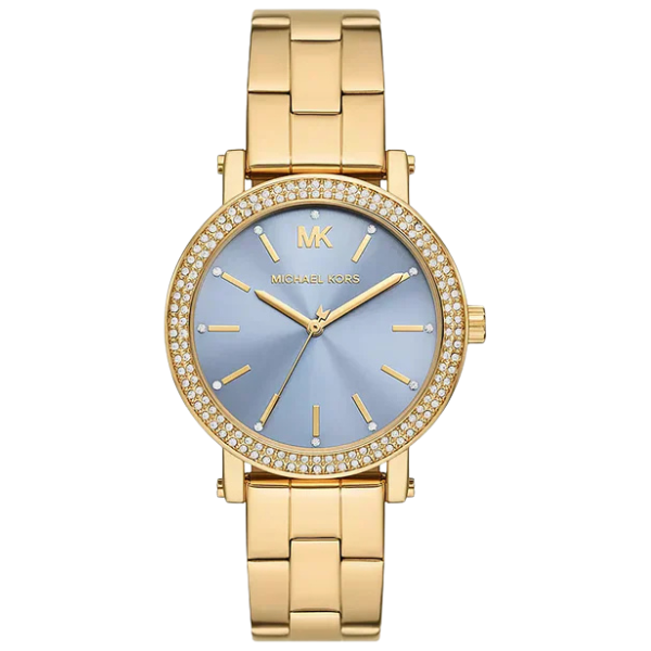 Michael Kors Slim Runway Blue Dial Gold Women's Watch - MKO1048
