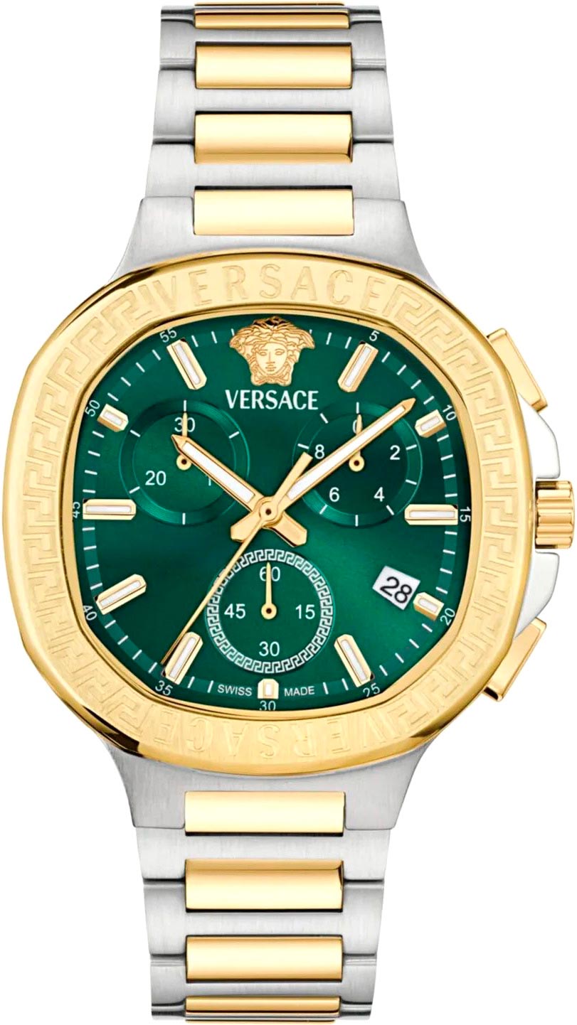 Versace V-Chrono Square Chronograph Quartz Green Dial Watch VEVCA0624