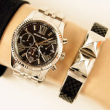 Michael Kors Chronograph Black Dial Silver Unisex Watch MK5708 - Watches of Australia #5