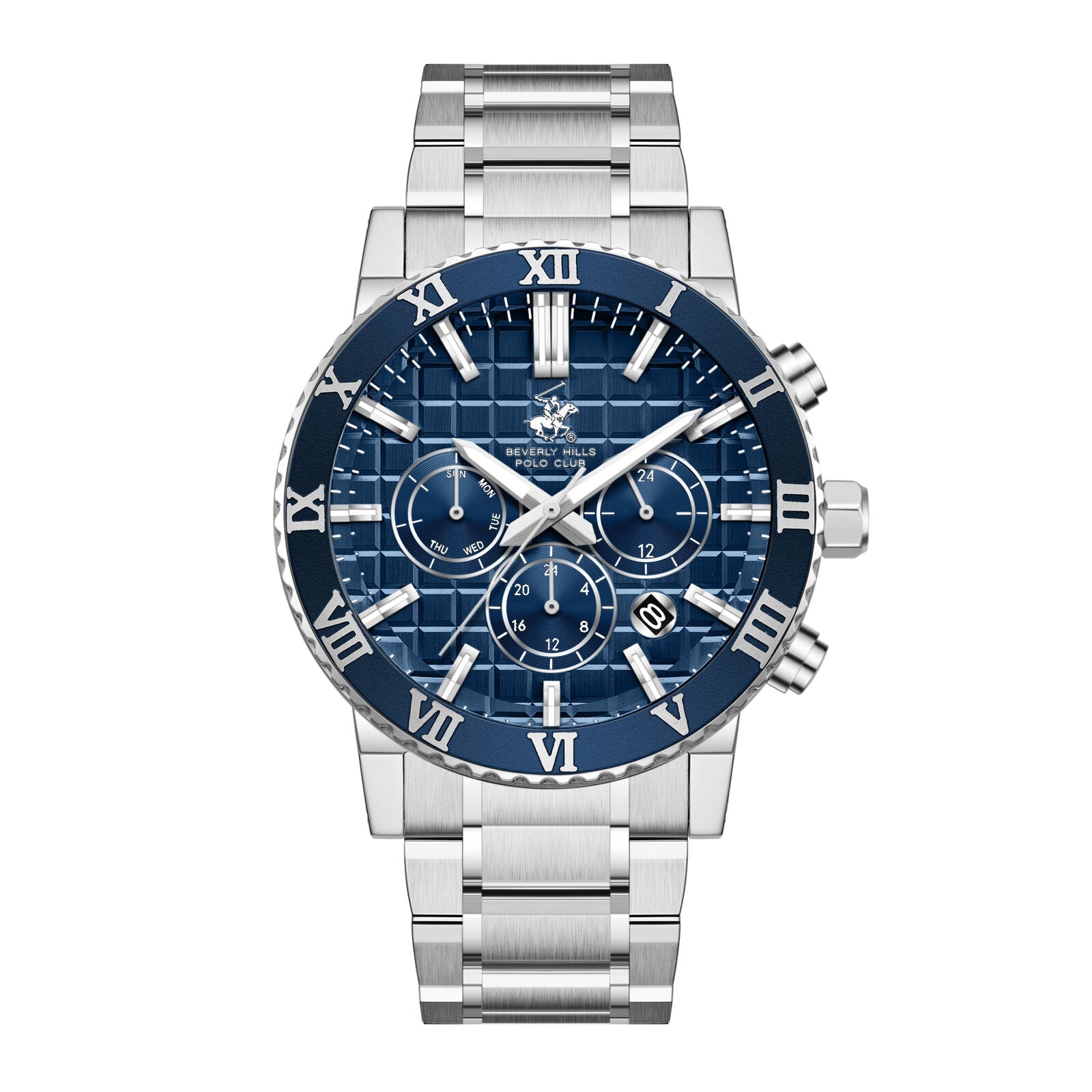 Beverly Hills Polo Club Multifunction Blue Dial Silver Date Watch BP3869X.390