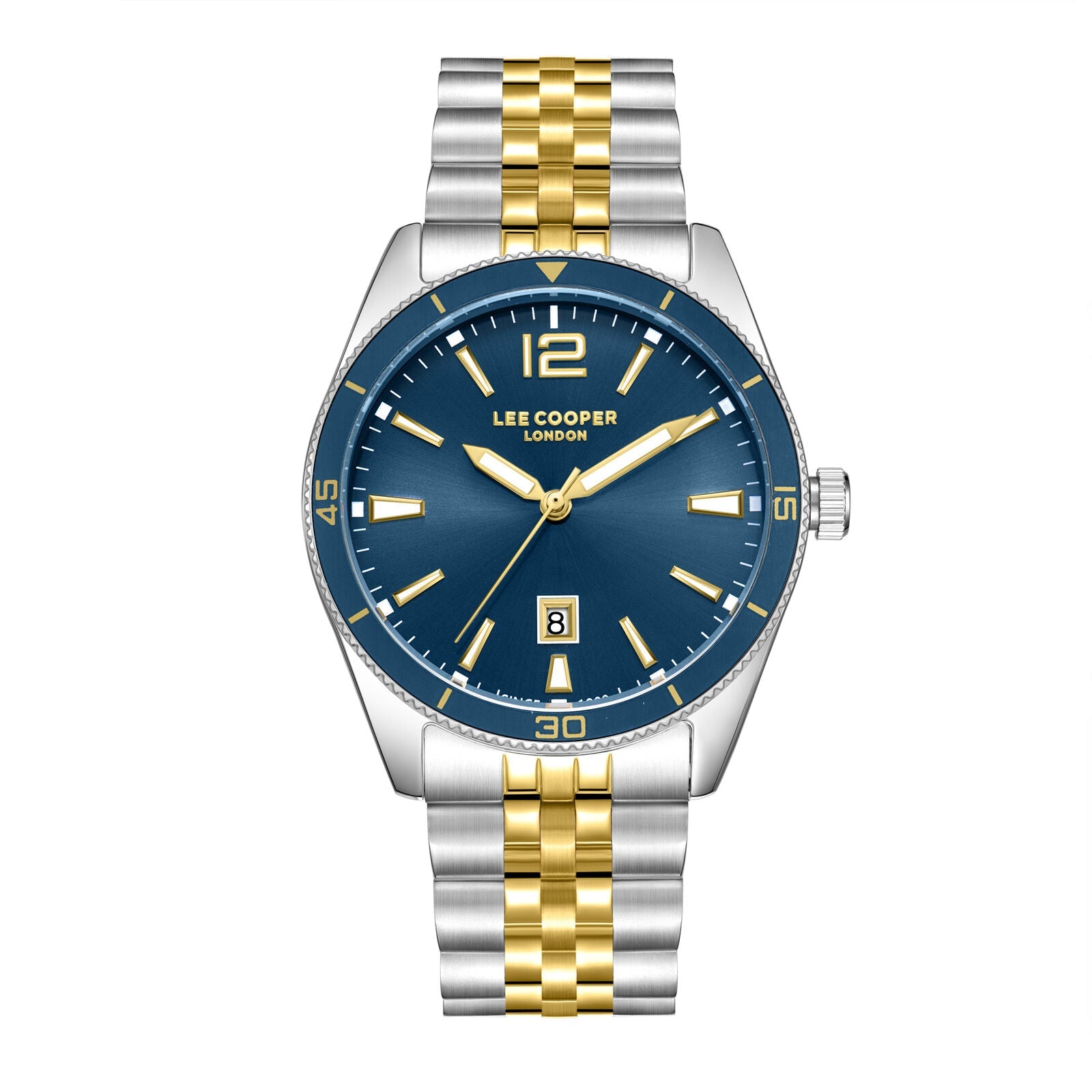 Lee Cooper Oswin Date Window Blue Dial Two Tone Watch - LC08281.290