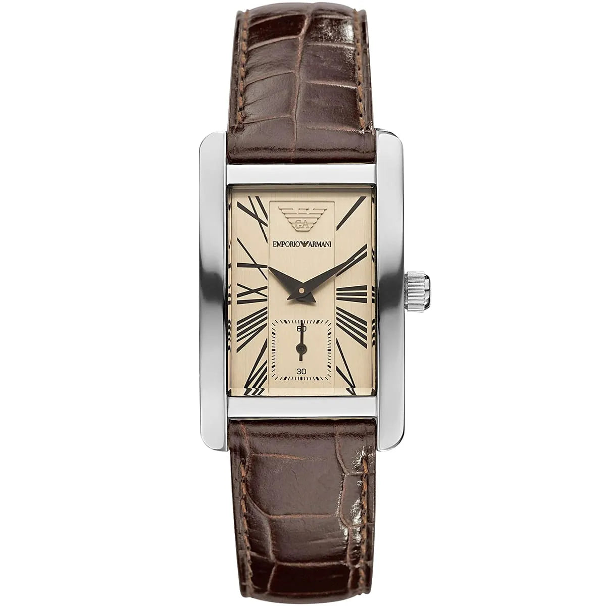 Emporio Armani Gianni Rectangular Dark Brown Genuine Leather women's watch - AR0155
