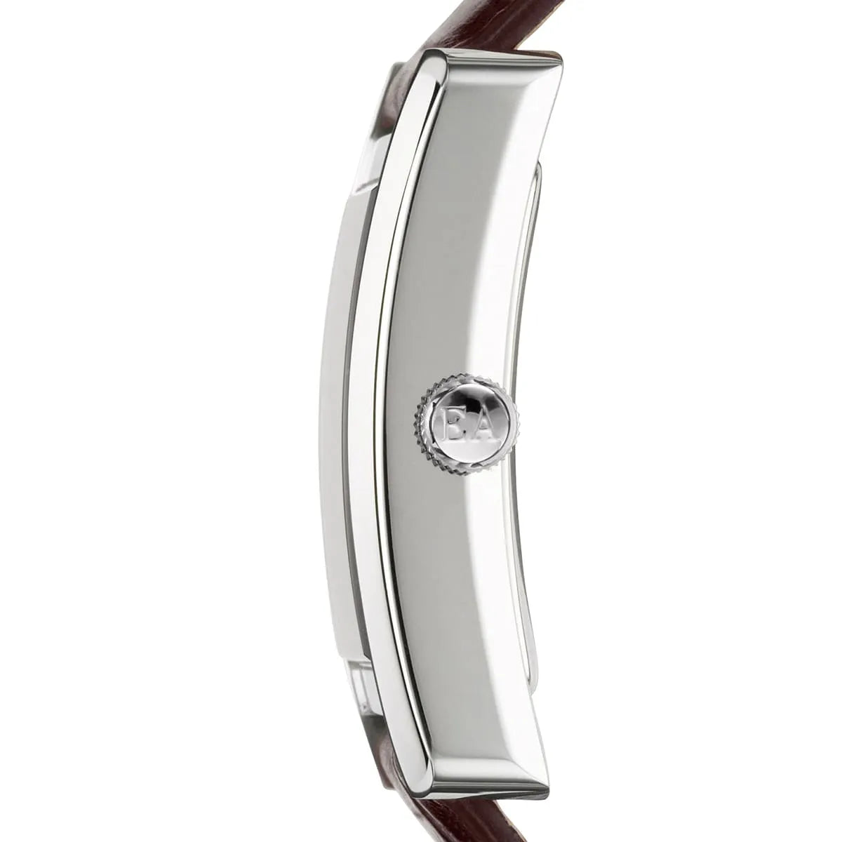 Side profile of Emporio Armani Gianni AR0155 watch showing stainless steel case depth and crown