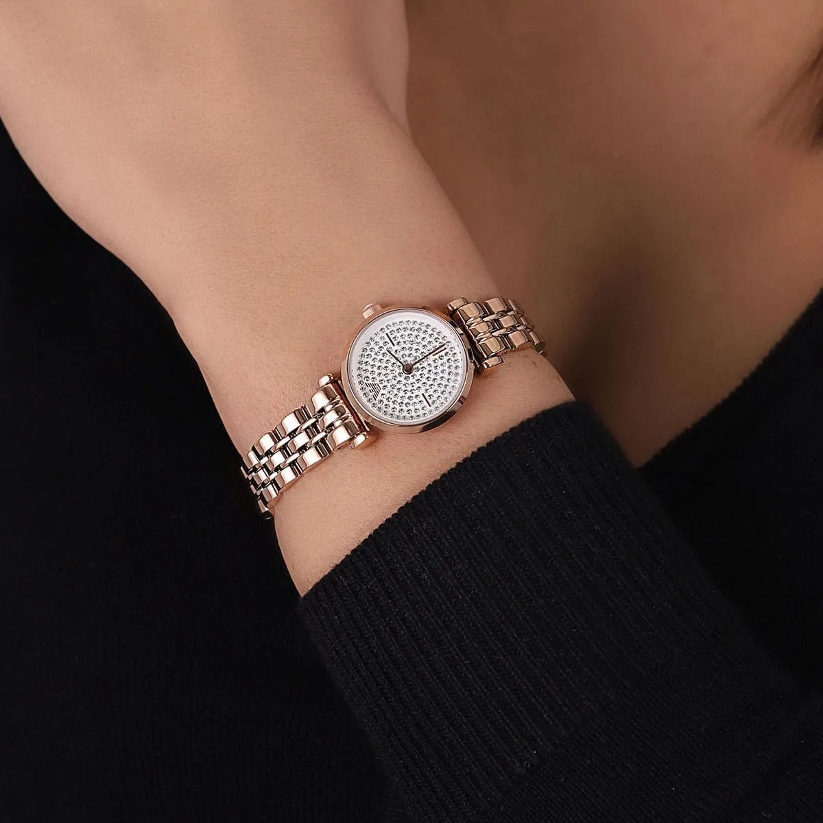 Emporio Armani Gianni T-Bar Quartz Rose Gold Women's Watch - AR11266