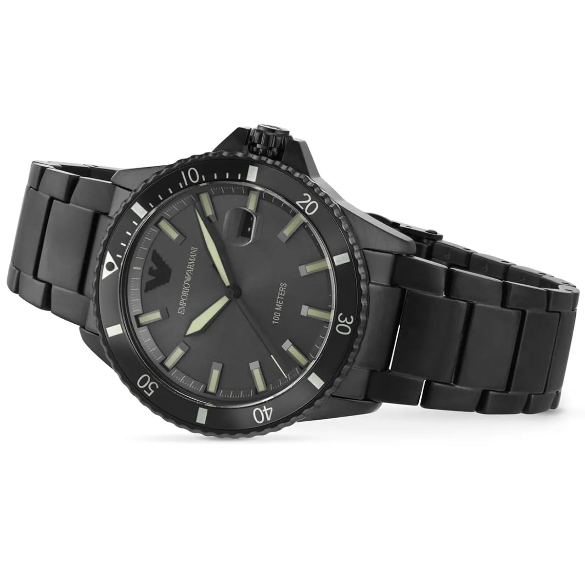 Watch Diver Diver Grey Sunray date window Dial Black PVD Men's Watch - AR11398