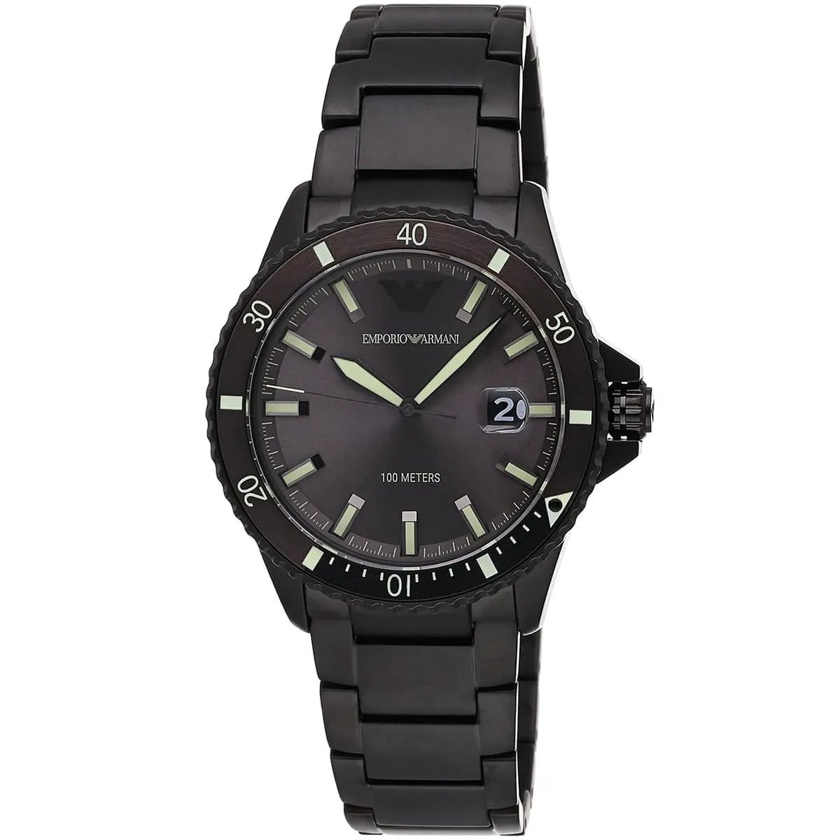 Watch Diver Diver Grey Sunray date window Dial Black PVD Men's Watch - AR11398
