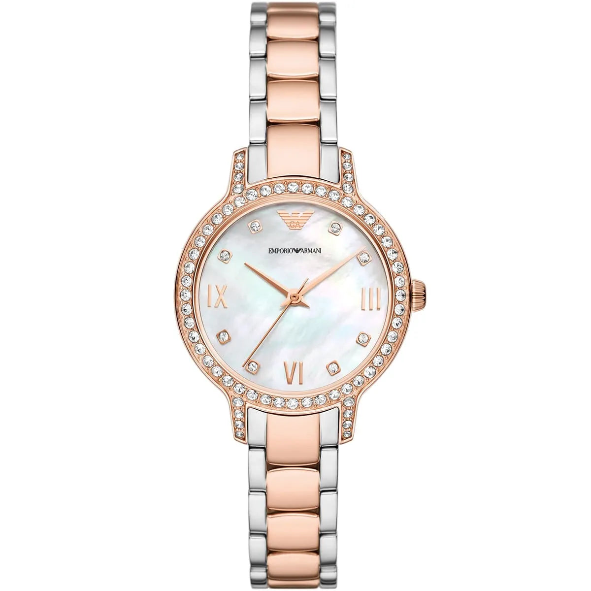 Emporio Armani Cleo White MOP Dial Two-tone Women's Watch - AR11499
