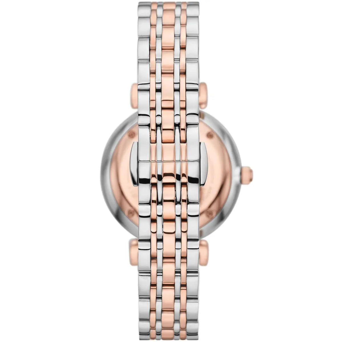 Emporio Armani Gianni T-Bar Silver Sunray Crystal Dial Two-tone Women's Watch - AR11537