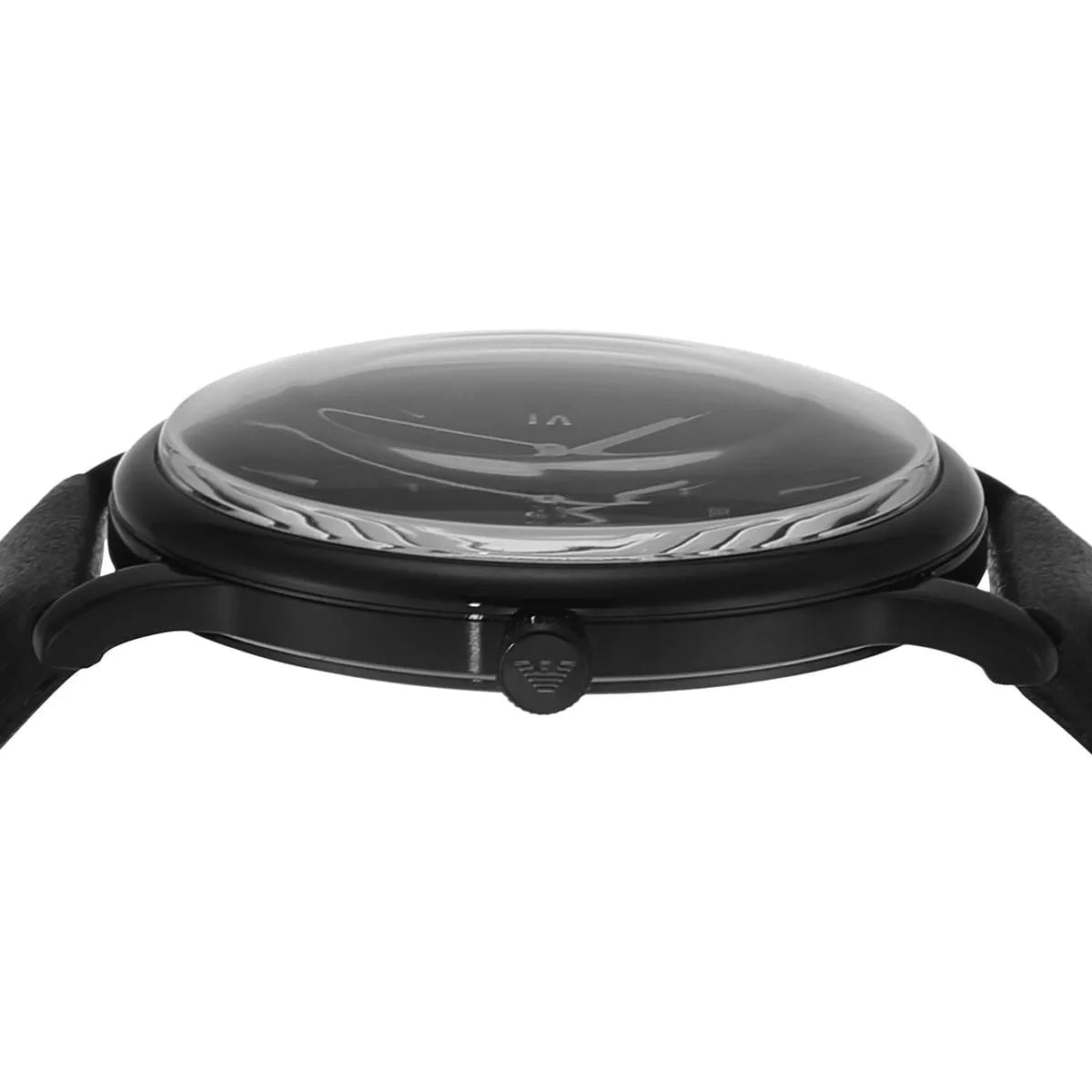 Emporio Armani AR11573 watch side profile showing slim case design and depth
