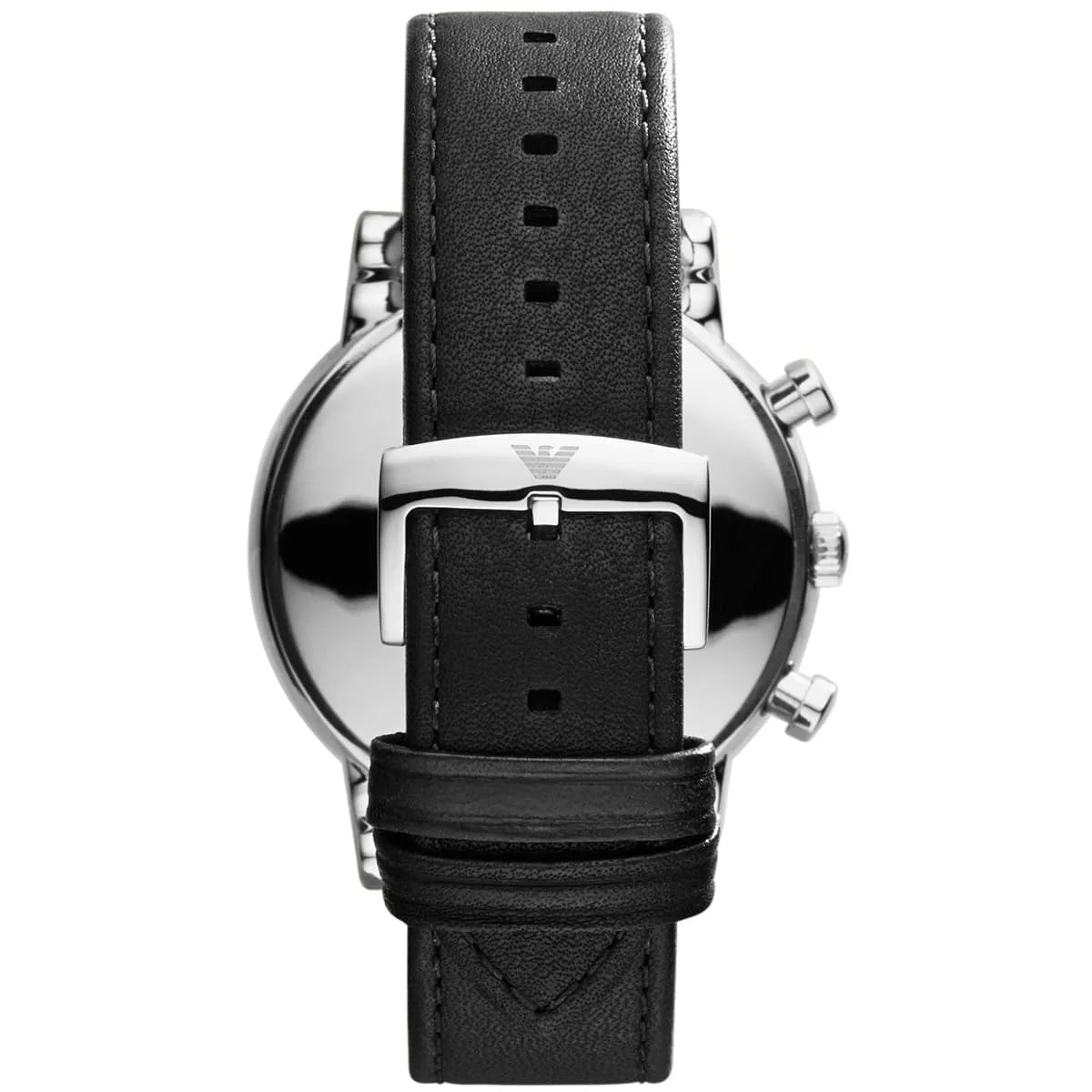 Emporio Armani Classic Chronograph White Dial Black Genuine Leather Men's Watch - AR1807