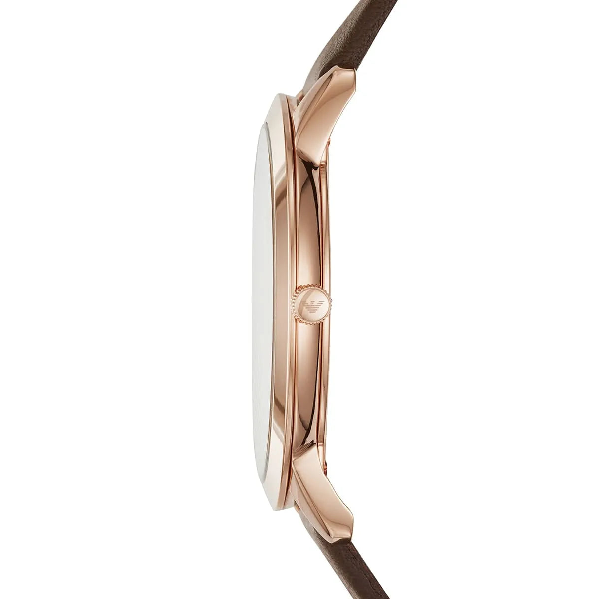 Emporio Armani Classic White Dial Brown Genuine Leather Men's Watch - AR2487