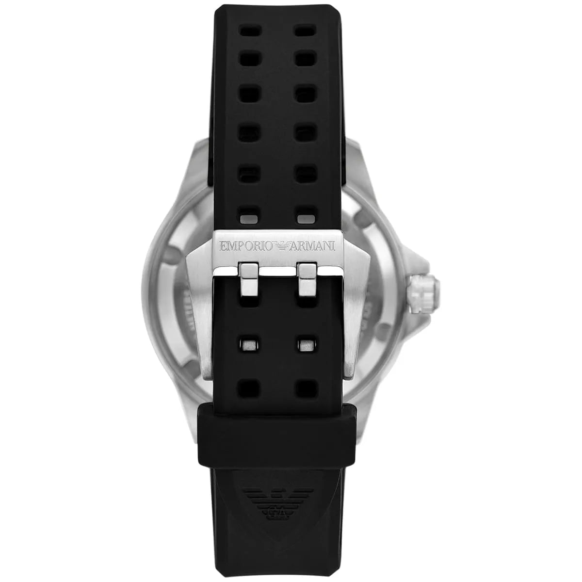 Emporio Armani Sea Explorer Automatic Black Dial Black Silicone Strap Men's Watch - AR60078