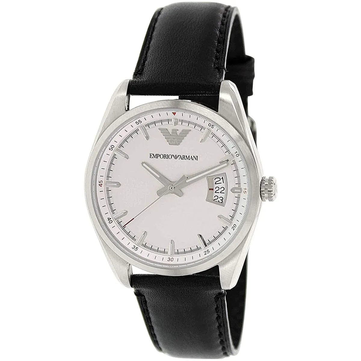 Emporio Armani Sportivo Date Window Black Genuine Leather Men's Watch - AR6015