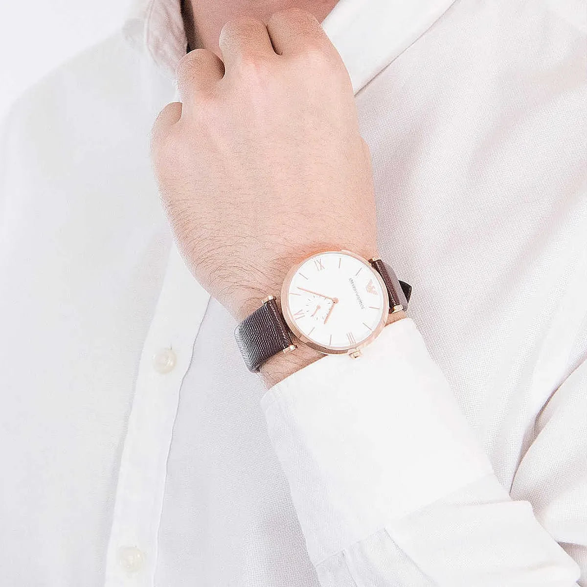 Emporio Armani Gianni T-Bar Rose Gold Men's Watch AR9042 (Different Strap)