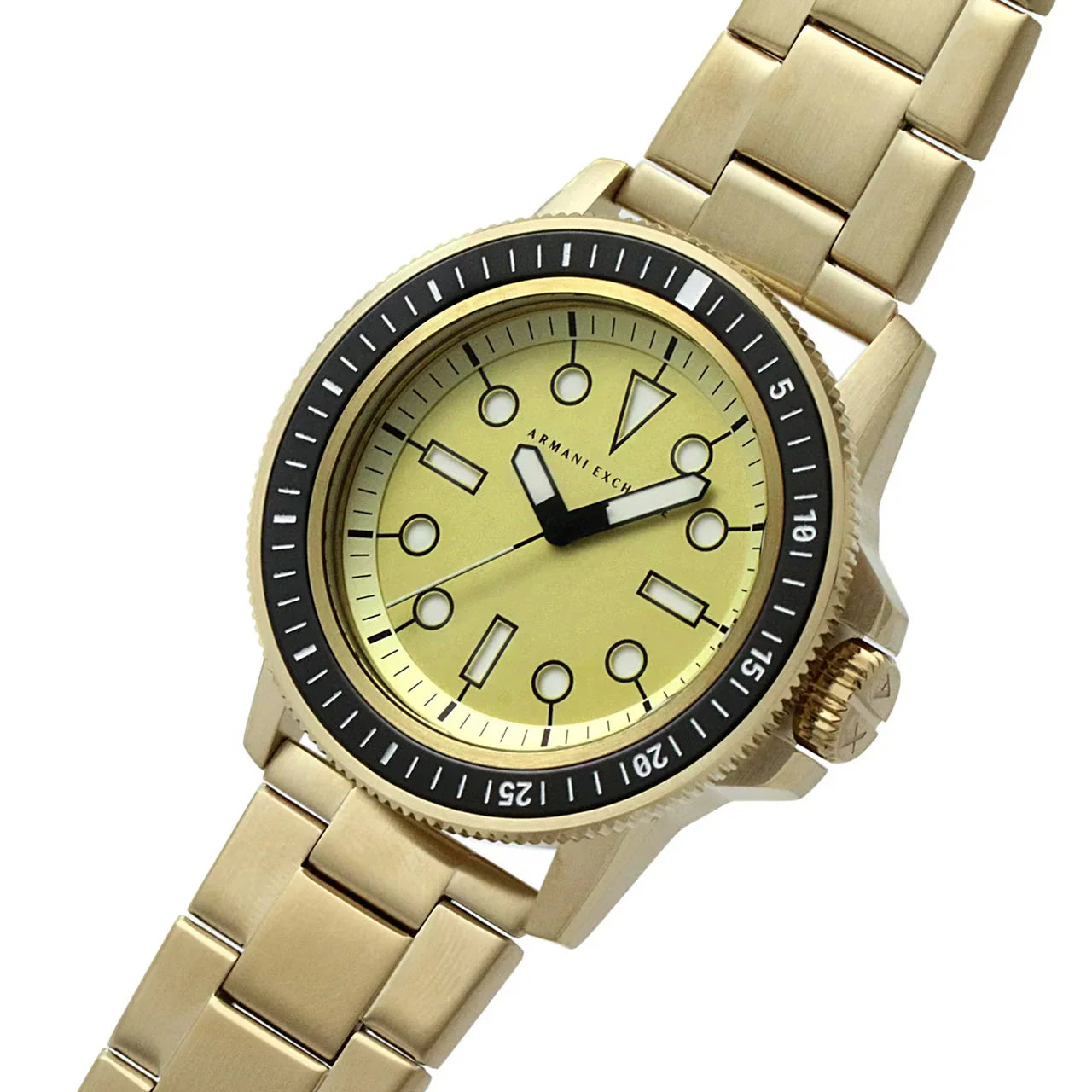 Armani Exchange Leonardo Gold Analog Black Bezel Men's Watch - AX1854