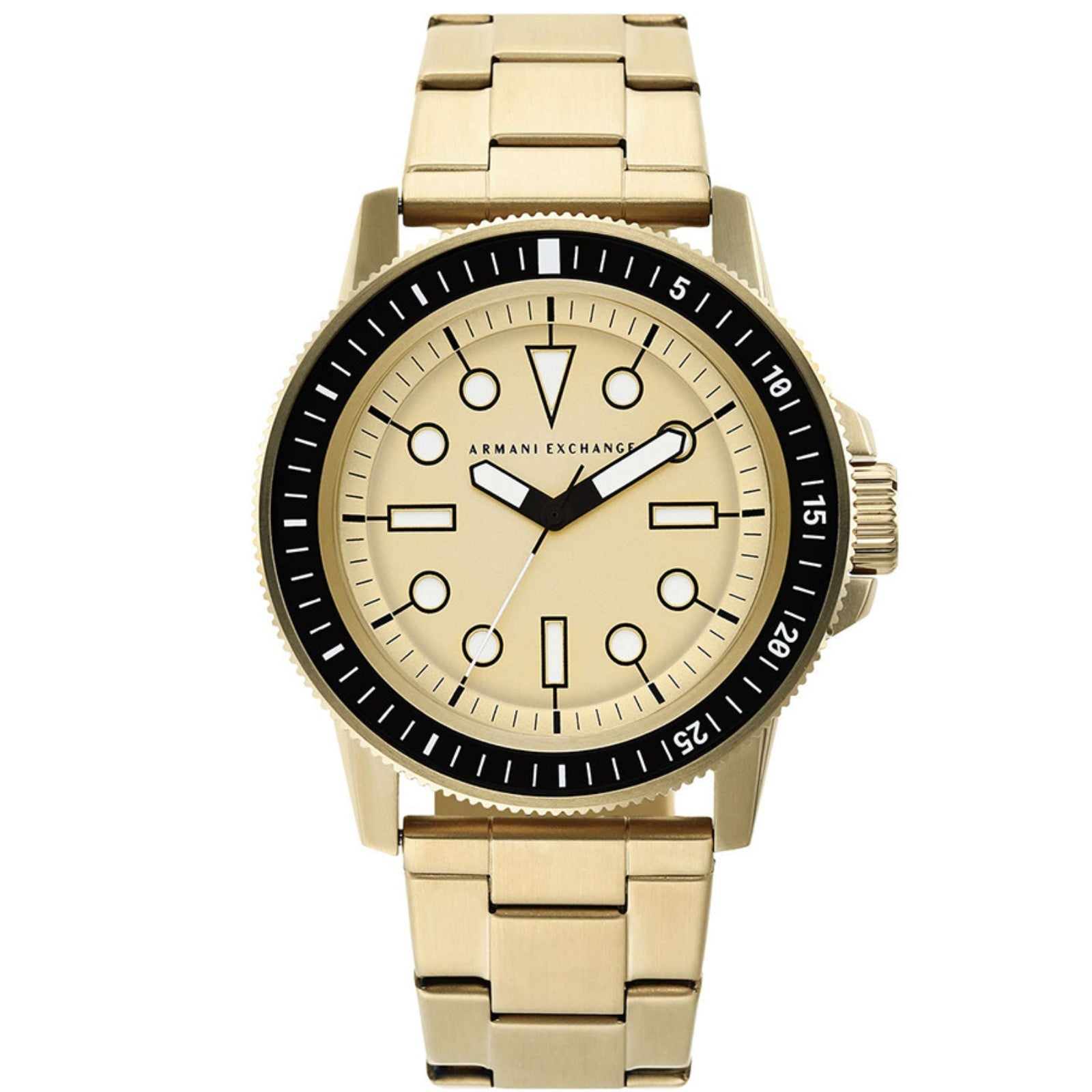 Armani Exchange Leonardo Gold Analog Black Bezel Men's Watch - AX1854
