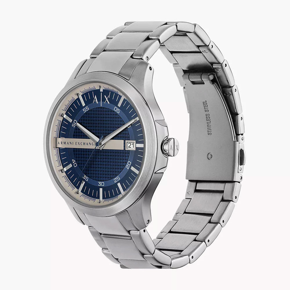 Armani Exchange Hampton Blue Dial Date Silver Watch - AX2451