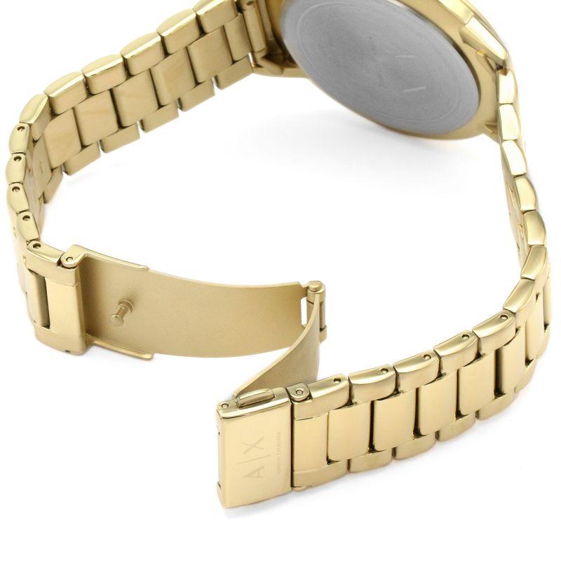 AX2707 gold-tone stainless steel link bracelet with secure fold-over clasp