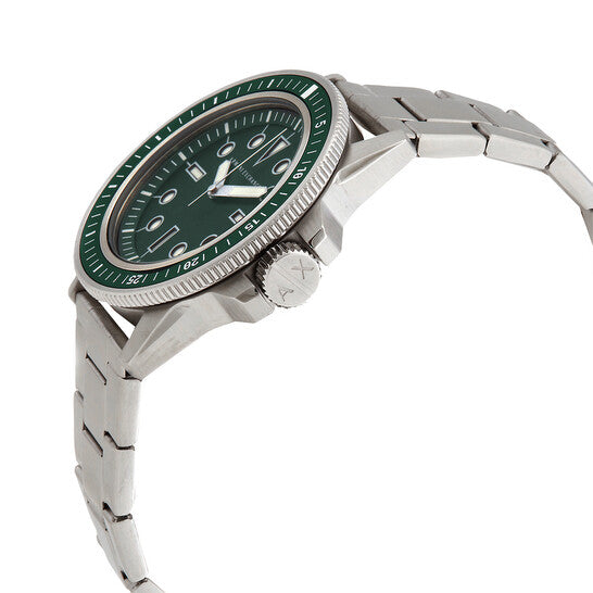 Armani Exchange Leonardo Green Dial Silver Watch - AX1860