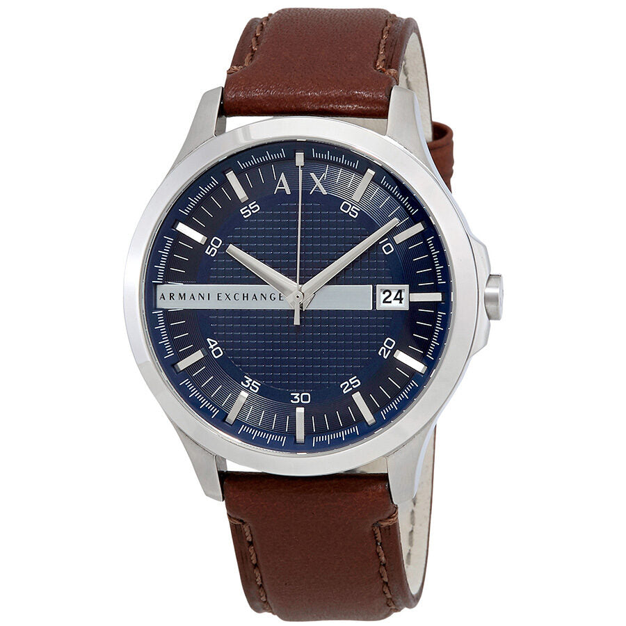 Armani Exchange Navy Dial Brown Leather Men's Watch #AX2133 - The Watches Men & CO