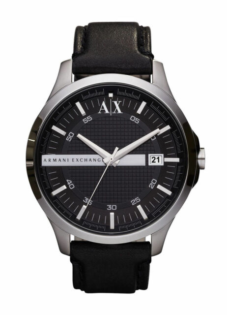 Armani Exchange Whitman Black Dial Black Leather Menβs Watch AX2101 - Watch