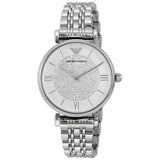 Armani White Crystal Pave Dial Stainless Steel Ladies Watch #AR1925 - Watches of Australia