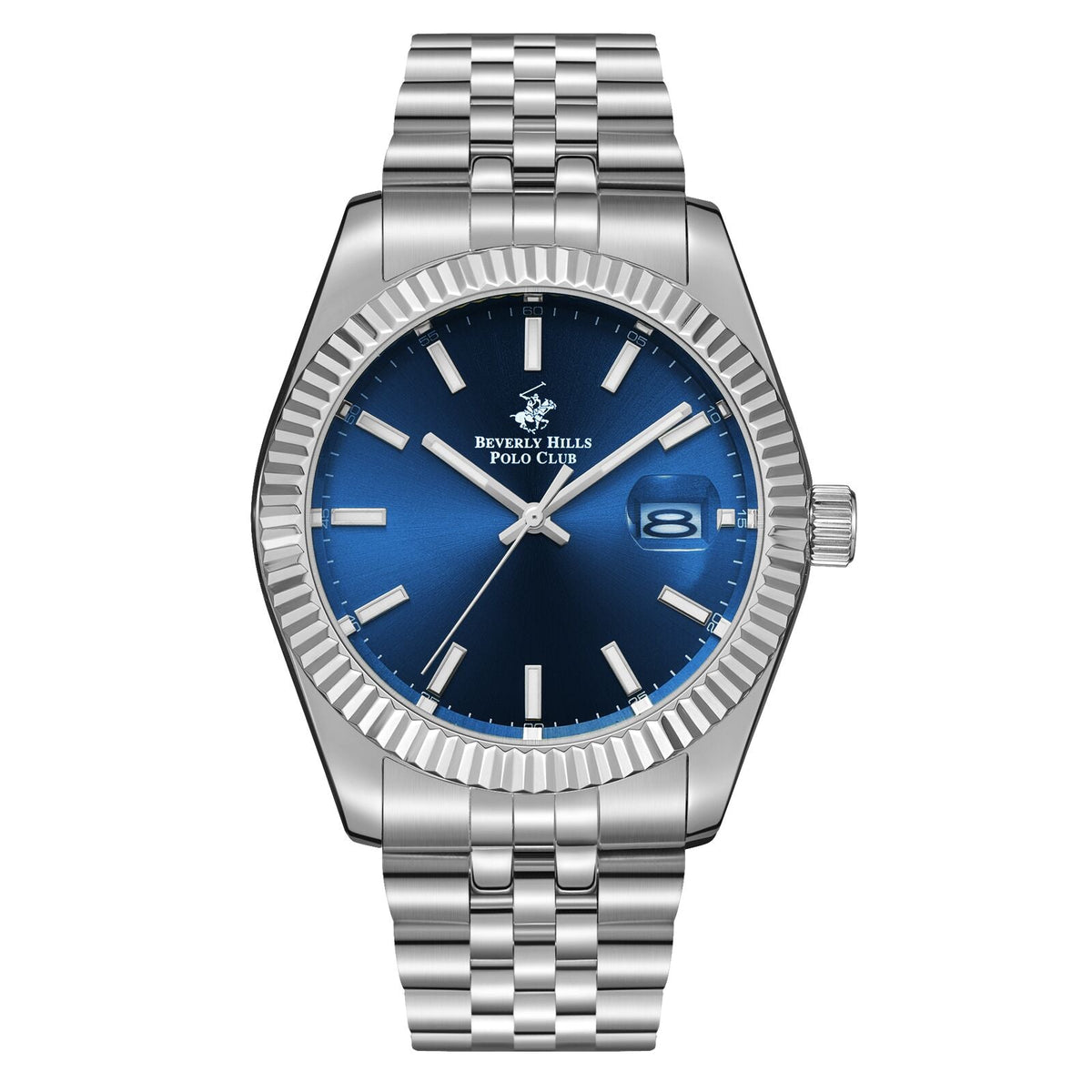 Beverly Hills Polo Club Blue Dial Silver Date Watch - BP3018X.390