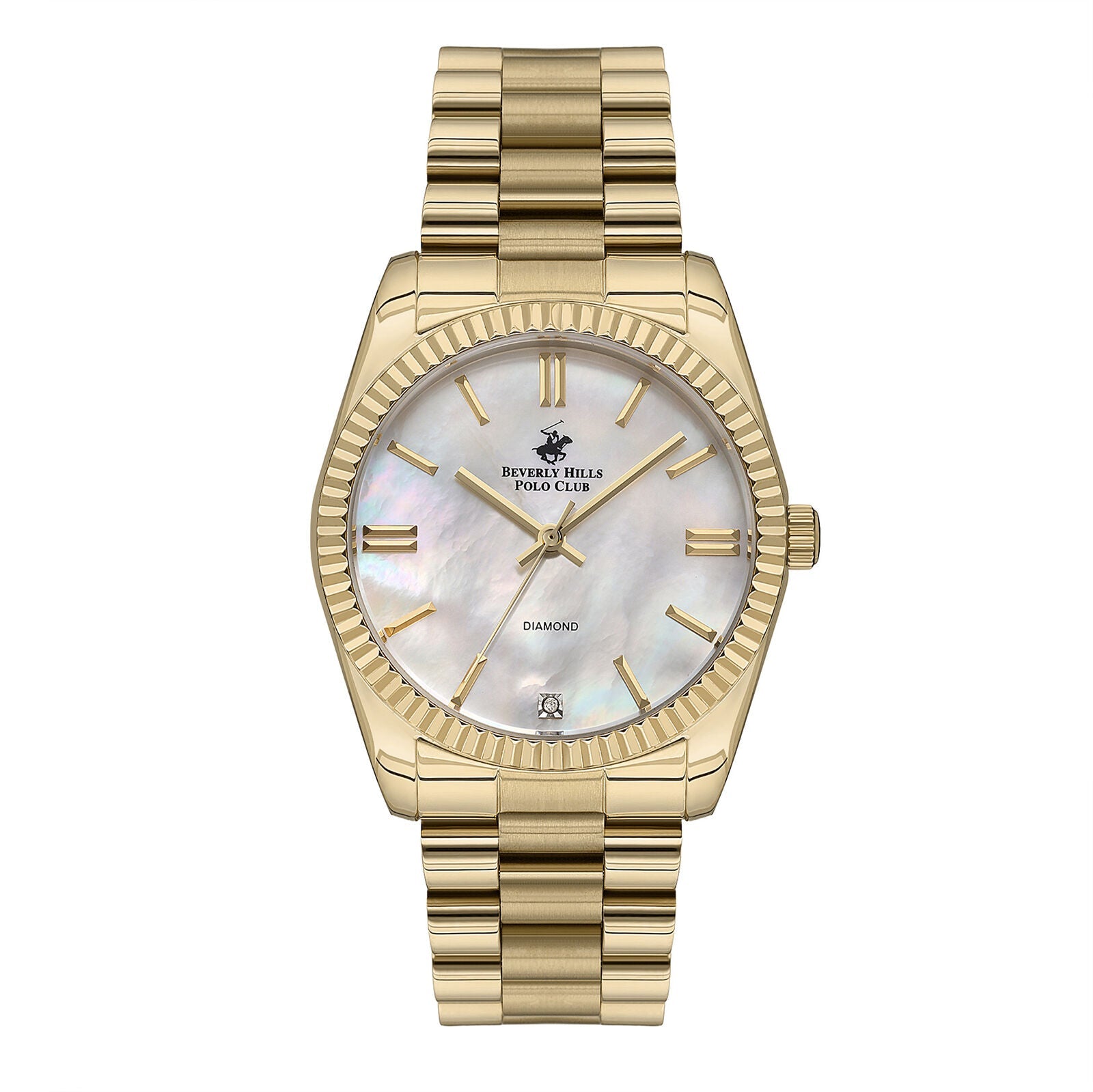 Beverly Hills Polo Club All Gold Mother Pearl Diamond Watch BP3172C.121
